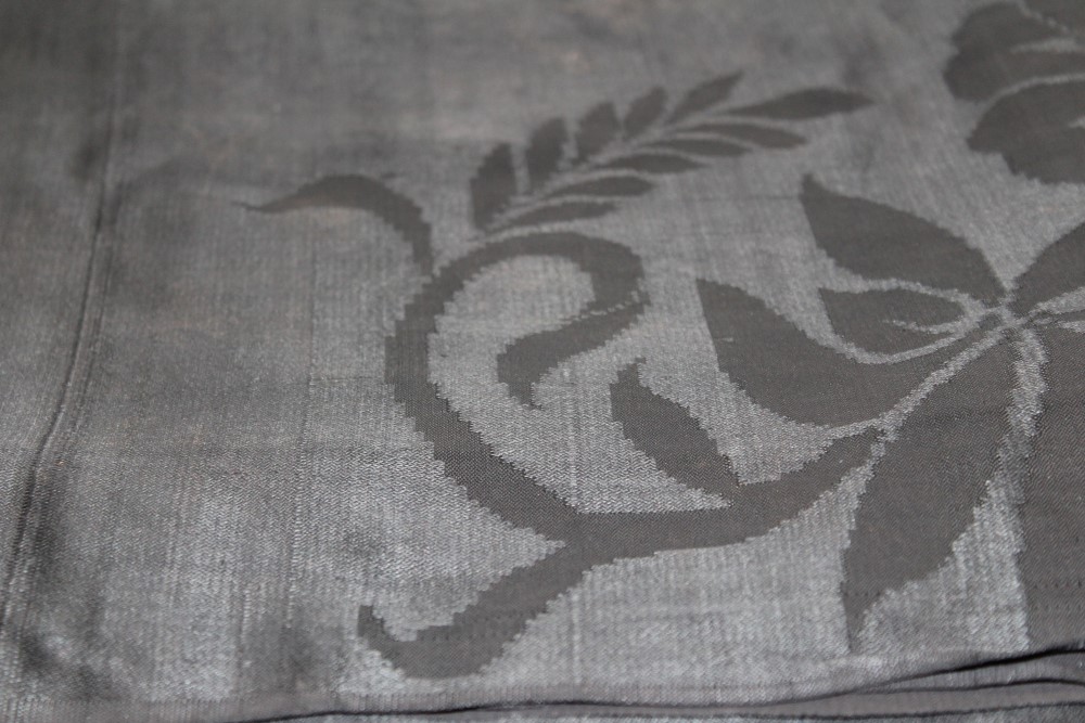 Victorian large black woven silk damask cloth with five claw dragons, clouds water and other - Image 3 of 8