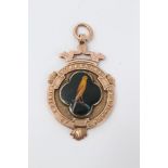 9ct gold and enamelled canary fancier’s medal, Birmingham 1913