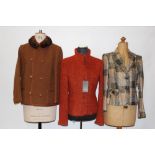 Ladies brown tweed jacket with detachable mink collar, Wool blend jacket by Madaline