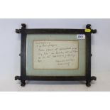 Execution memorabilia,. Framed letter- To the Governor of H.M. Prison, Newgate, Please admit the
