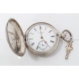 Late Victorian silver hunter pocket watch with fusee movement signed John Forrest, London ( HM