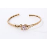 Gold 9ct amethyst torque bangle