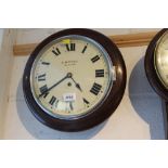 Wall clock in wooden frame, the dial inscribed 'E. BOYCE CLACTON / MADE IN ENGLAND