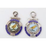 Two enamelled silver canary fancier’s medals