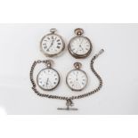 Four Late 19th, early 20th century silver open face pocket watches