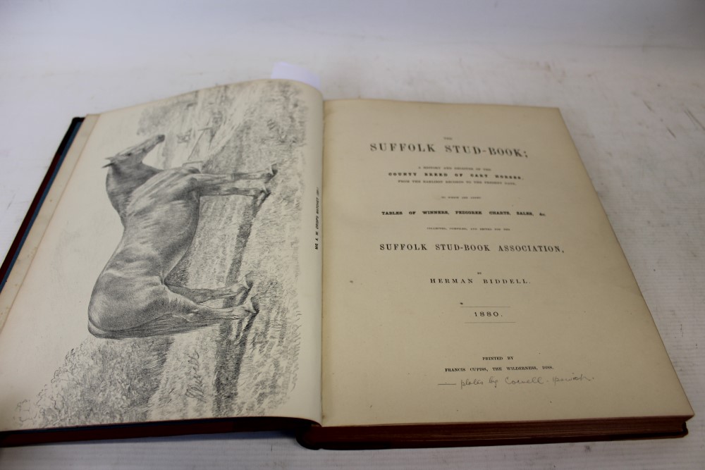 Herman Biddell - ‘Suffolk Stud Book’, 1880, 14 plates by John Duvall, half calf cloth binding