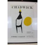 1960s signed Chadwick poster, Dorsky Gallery, dated 69, in glazed frame