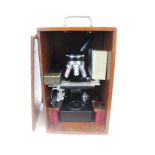 Mahogany cased students microscope