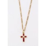 Ruby and diamond cross on chain