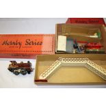 Railway Hornby 0 gauge MO locomotive boxed, No 1 Footbridge boxed, Signal boxed, LMS 0-4-0