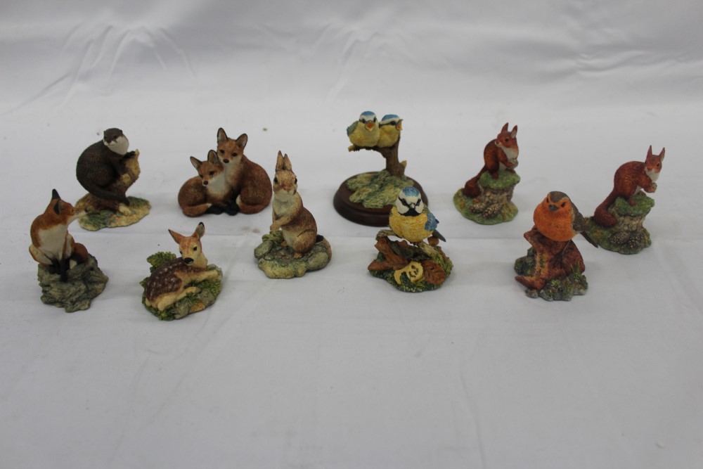 Group of Ten Border Fine Arts sculptures to include Rabbits, Foxes, and birds (all boxed)