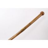 Late 19th/early 20th century Rhino Horn walking stick with metal collar and integral rondel handle,