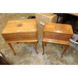 Two Royal presentation Indian carved wooden caskets on cabriole legs and decorated with elephants