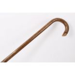 Early 20th century Officers' Service Brown walking stick with metal cane carved in leather washers