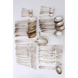 Selection of Victorian Old English pattern flatware.