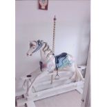 Carousel rocking horse by Whittingham Horses brightly painted carved wood horse on cantilever base.