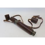 Dollond, London brass extending telescope in leather case