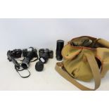 Contax and Yashica film SLR cameras and accessories including Contax 52b camera with standard lens