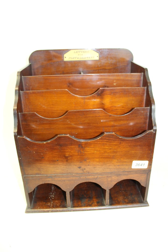 Edwardian stationery / letter box, with various trays and holes