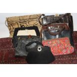 Quantity vintage handbags 1930's - 60's period and quantity of silk scarves