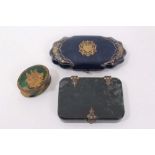 18th century Continental enamel snuff box, two further boxes