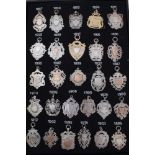 Collection twenty five Late Victorian and Edwardian silver watch fobs (25)