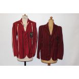 1930's/40's University College London stripped blazer with 'Paulatim' badge plus UCS stripped