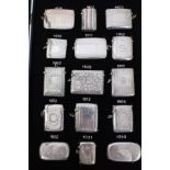 Collection fifteen Late Victorian and Edwardian silver vesta cases