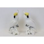 Pair of Crown Staffordshire bone china cockatoo figures, designed and modelled by J.T. Jones,