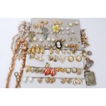 Collection vintage clip on earrings and other costume jewellery