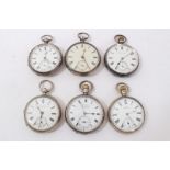 Six late 19th/ early 20th century silver open face pocket watches