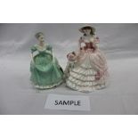 Collection of 8 Coalport porcelain figures of ladies, to include 'Rose Blossom', 'Meg', 'Charlotte -