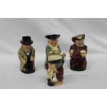 Four Royal Doulton toby jugs - Winston Churchill, Happy John, Falstaff and Jolly Toby