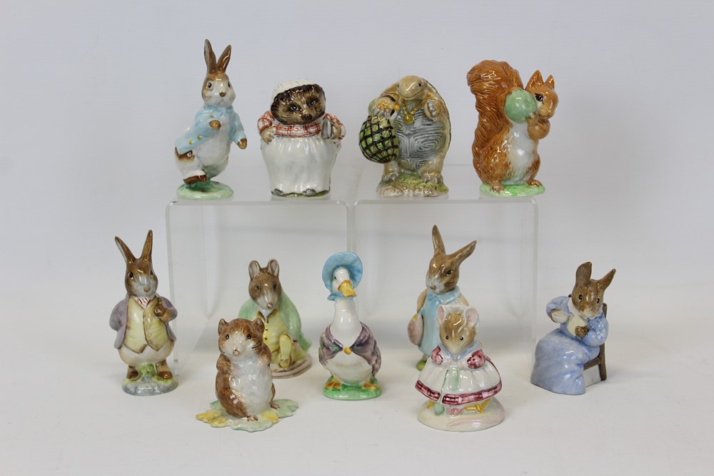 Eleven Beswick Beatrix Potter figures- The old woman who lived in a shoe, Jemima PuddleduckSamuel