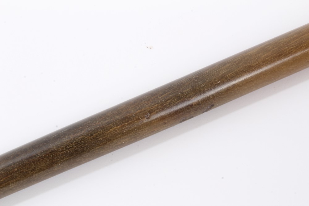 Late 19th/early 20th century Rhino Horn walking stick with metal collar and integral rondel handle, - Image 5 of 7