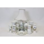 Aynsley ceramics including table lamp with shade, vases, dishes etc 11 pieces