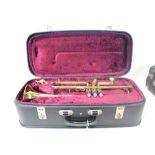Corton brass trumpet with mouthpiece, cased