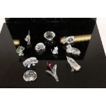 Collection of Swarovski Crystal ornaments, to include a buffalo, teddy bear, oyster shell,