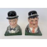 Pair of Royal Doulton bookends, modelled as Laurel and Hardy (D7119 and D7120) no. 637 of 2,500