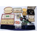Collection vintage dress stud sets and buckles