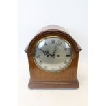 Late Victorian mahogany cased bracket clock with silvered dial