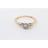 1930s diamond single stone ring with an old cut diamond in platinum setting on 18ct gold shank