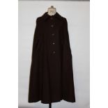 Designer Hylan Booker at Windsmoor, Ladies 1980's brown wool cape/coat with top stitching. Size 14