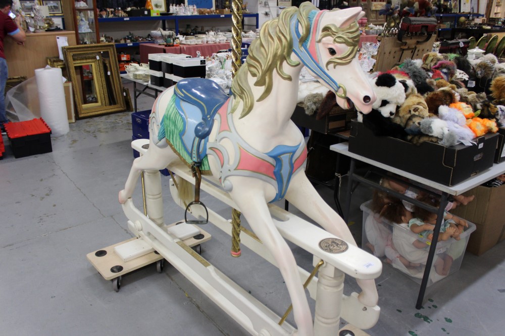 Carousel rocking horse by Whittingham Horses brightly painted carved wood horse on cantilever base. - Image 2 of 2