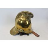 19th century brass Merryweather pattern fire helmet