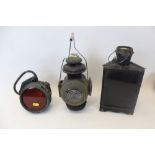 Three various old railway and carriage lamps (3)