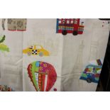 John Lewis Made to Measure Children's curtains, depicting London buses, rickshaws etc. approx 4ft