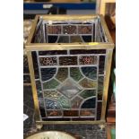 Victorian Arts and Crafts brass and leaded glass hall lantern