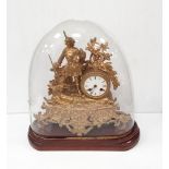 Vict Gilt Spelter Clock in Dome