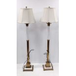 Pair of Heavy Brass & Marble Standard Lamps